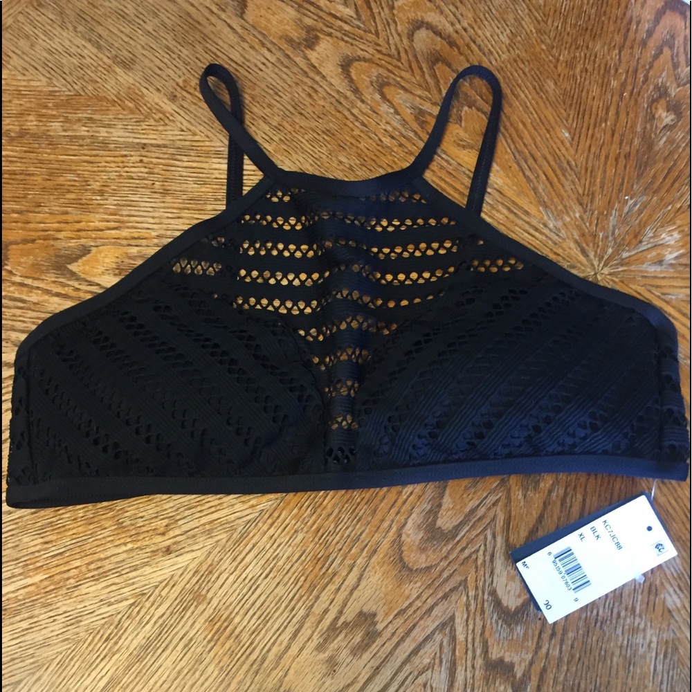 KENNETH COLE NWT XL SEXY BLACK NETTED BIKINI TOP